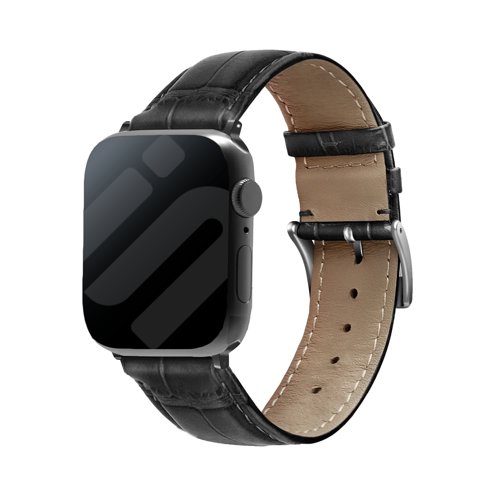 Apple Watch Leather Strap Crocodile Grain (Black)