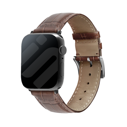 Bracelet cuir motif crocodile Apple Watch 38/40/41/42mm (brun)