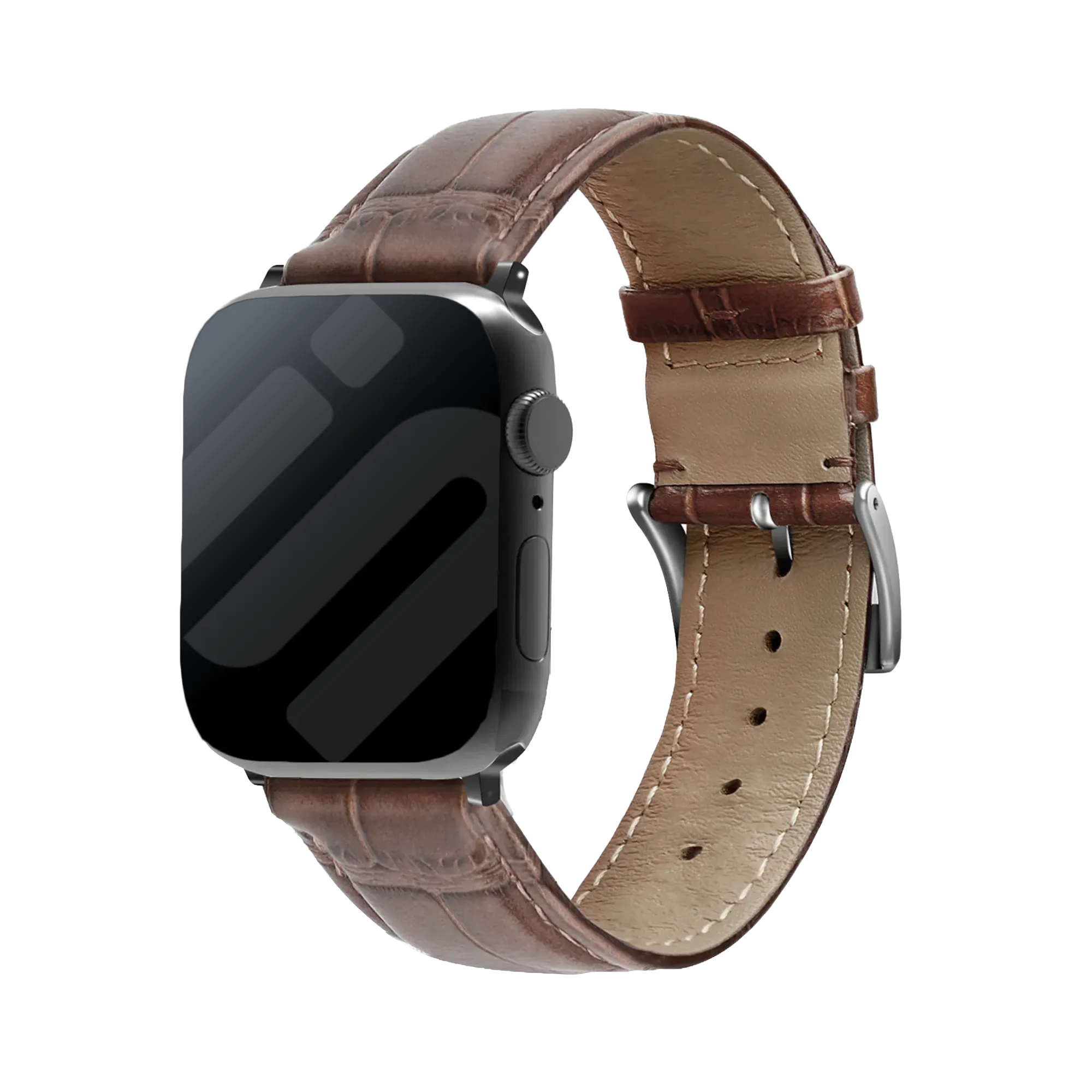 Apple Watch leather crocodile grain band (bruin)