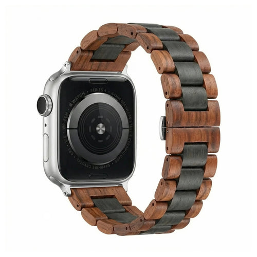 Apple Watch Ultra houten bandje (roodbruin/zwart)