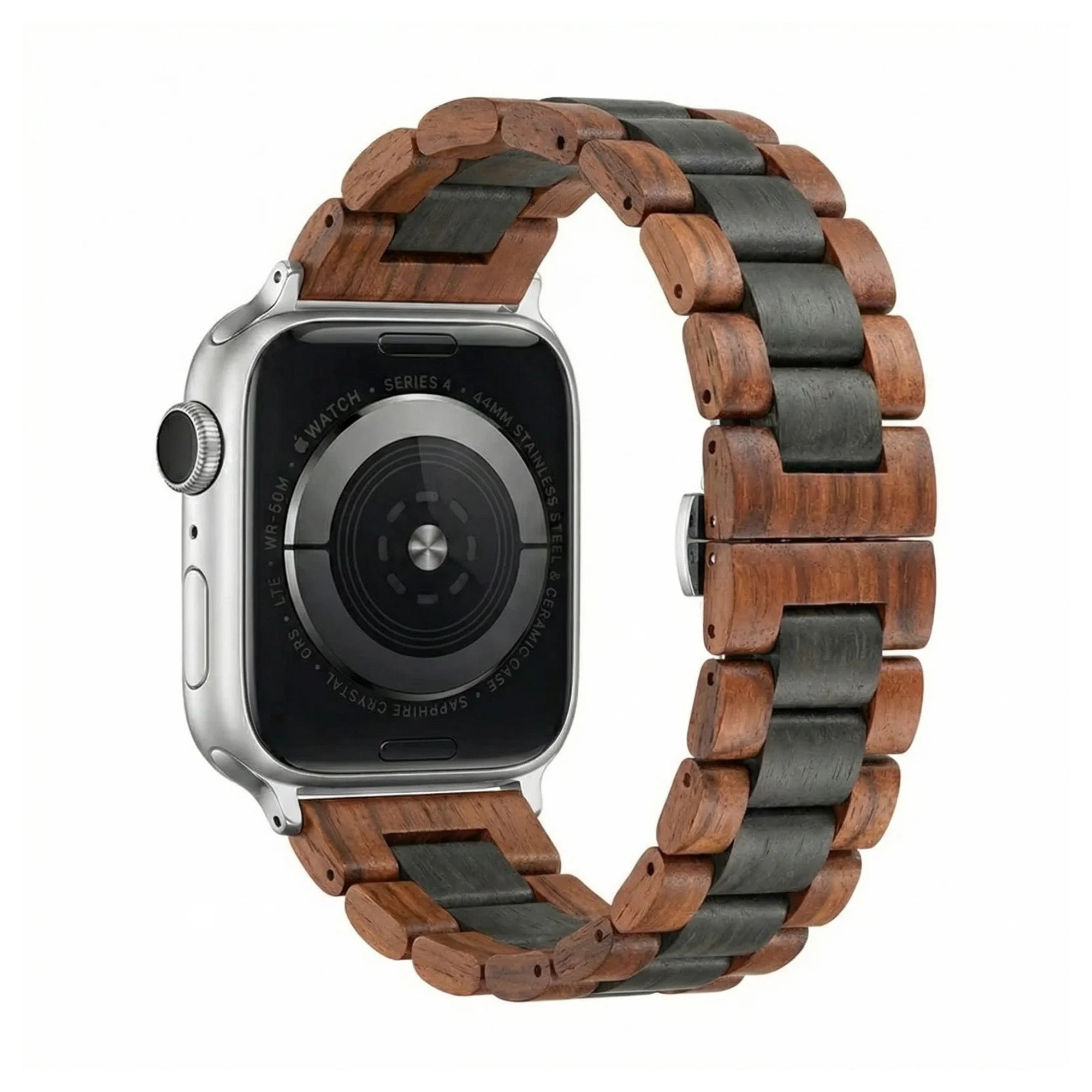 Apple Watch Ultra houten bandje (roodbruin/zwart)