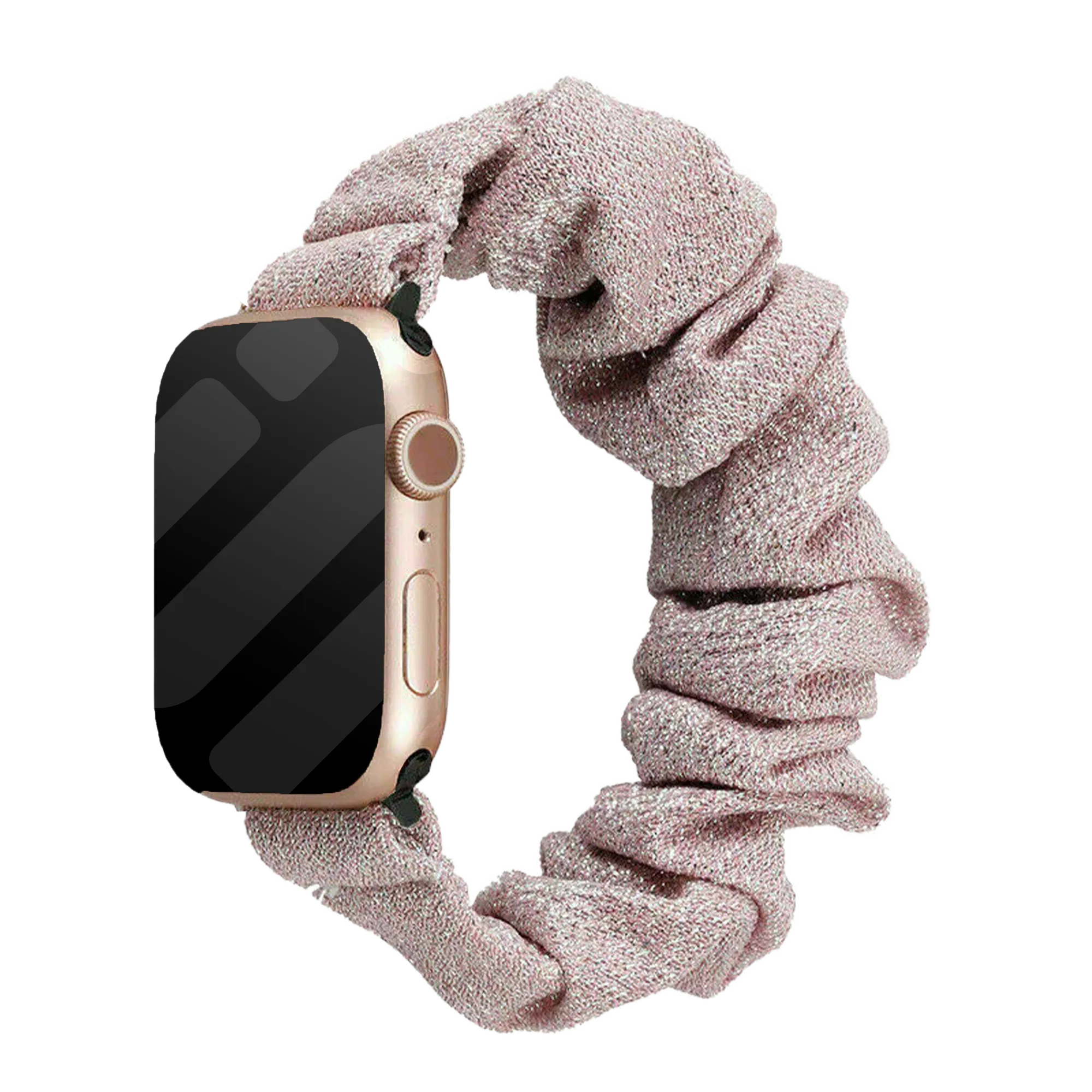 Apple Watch Scrunchie bandje (shiny roze)
