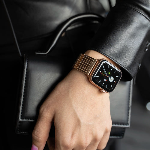 Apple Watch luxe metalen mesh bandje (rosé goud)