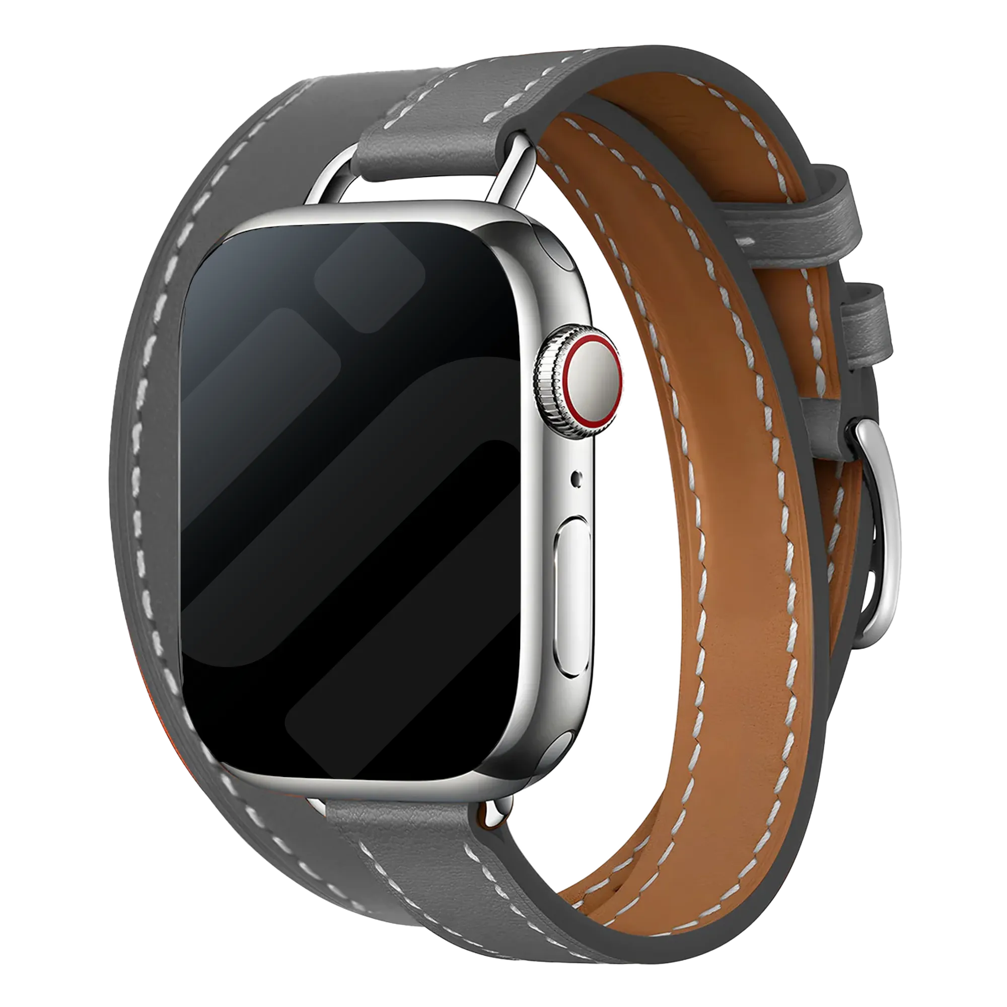 Apple Watch leren double tour band (grijs)