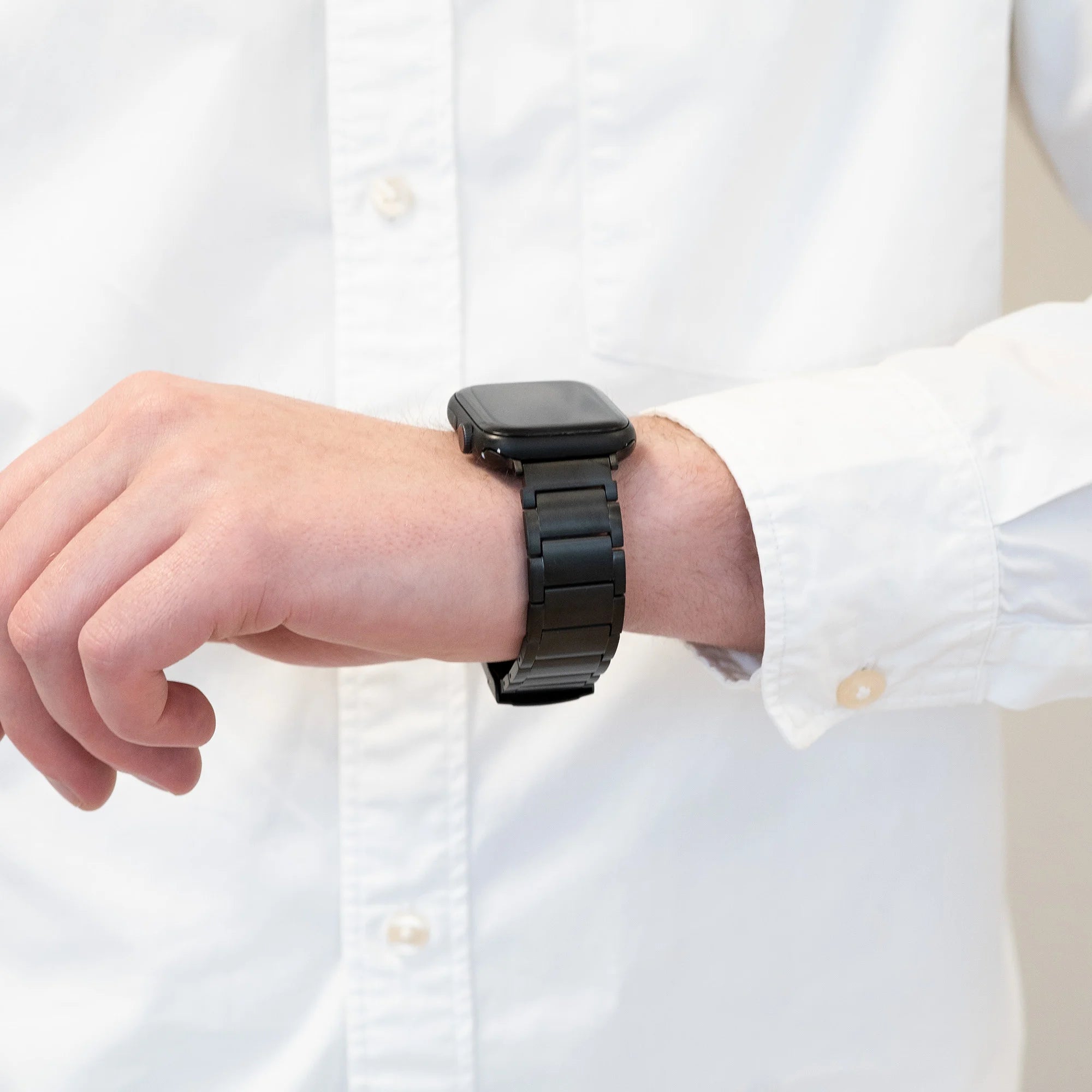 Bandz Correa sólido titanio Apple Watch (negro)