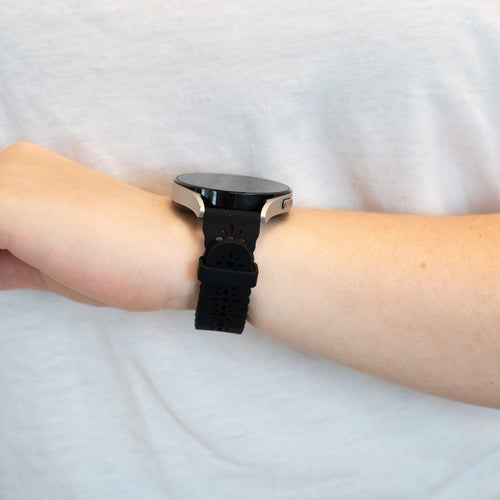Bandz Coros Apex 2 siliconen band met bloemenpatroon (zwart)
