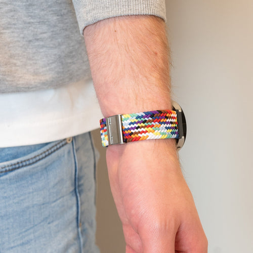 Bandz Samsung Galaxy Watch 4 Classic 42mm Woven Nylon Strap (Rainbow)