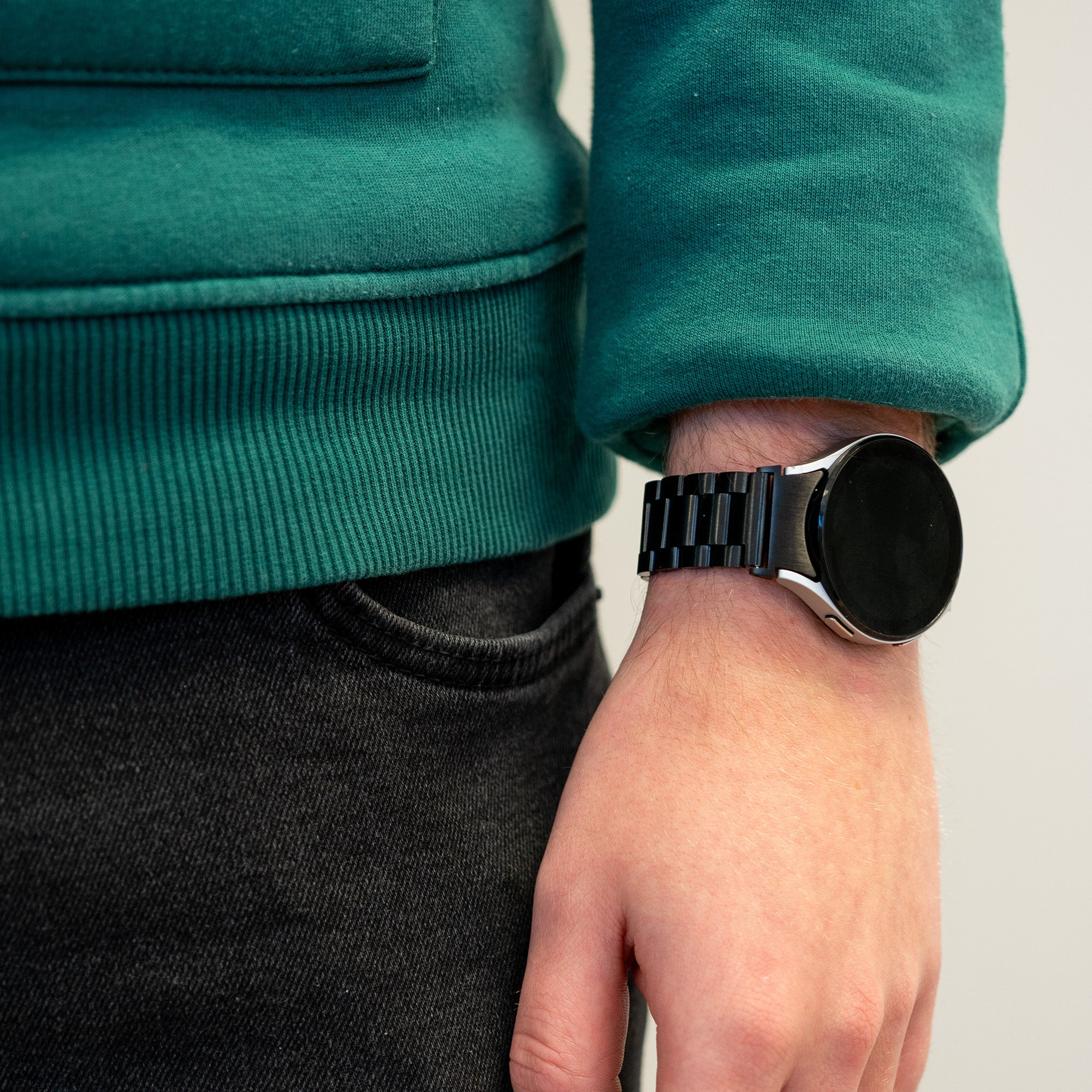 Bandz Samsung Galaxy Watch 5 - 44mm klassisches Stahlarmband (Schwarz)