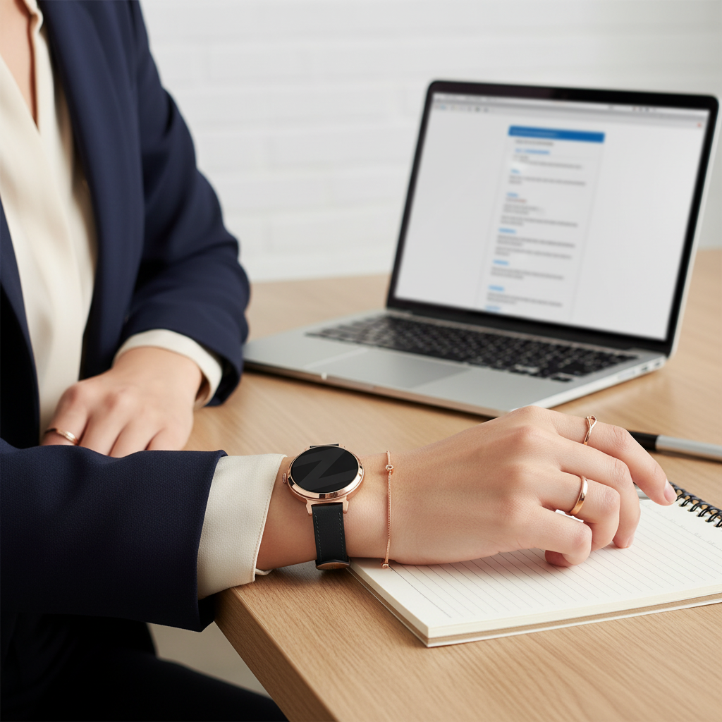 Bandz Garmin Lily 2 Leather Strap 'Classic' (Black)