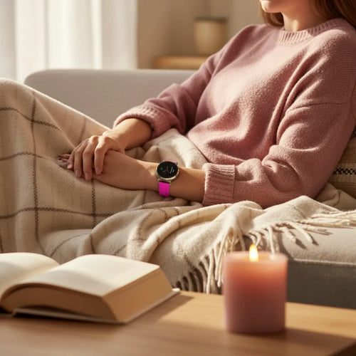 Pebble Round 2 - 14mm Silikonarmband (Lila/Rot)