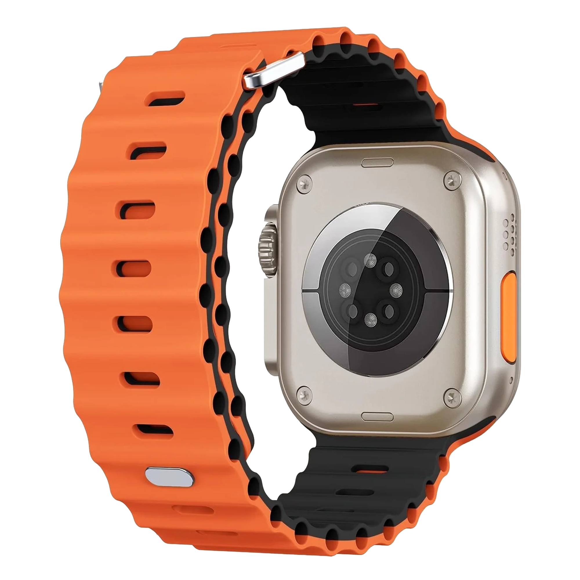 Apple Watch Ocean Strap with Snap Closure (Orange/Black)