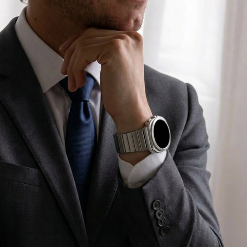 Bandz Samsung Galaxy Watch Ultra titanium band 'One Bead' (zilver)