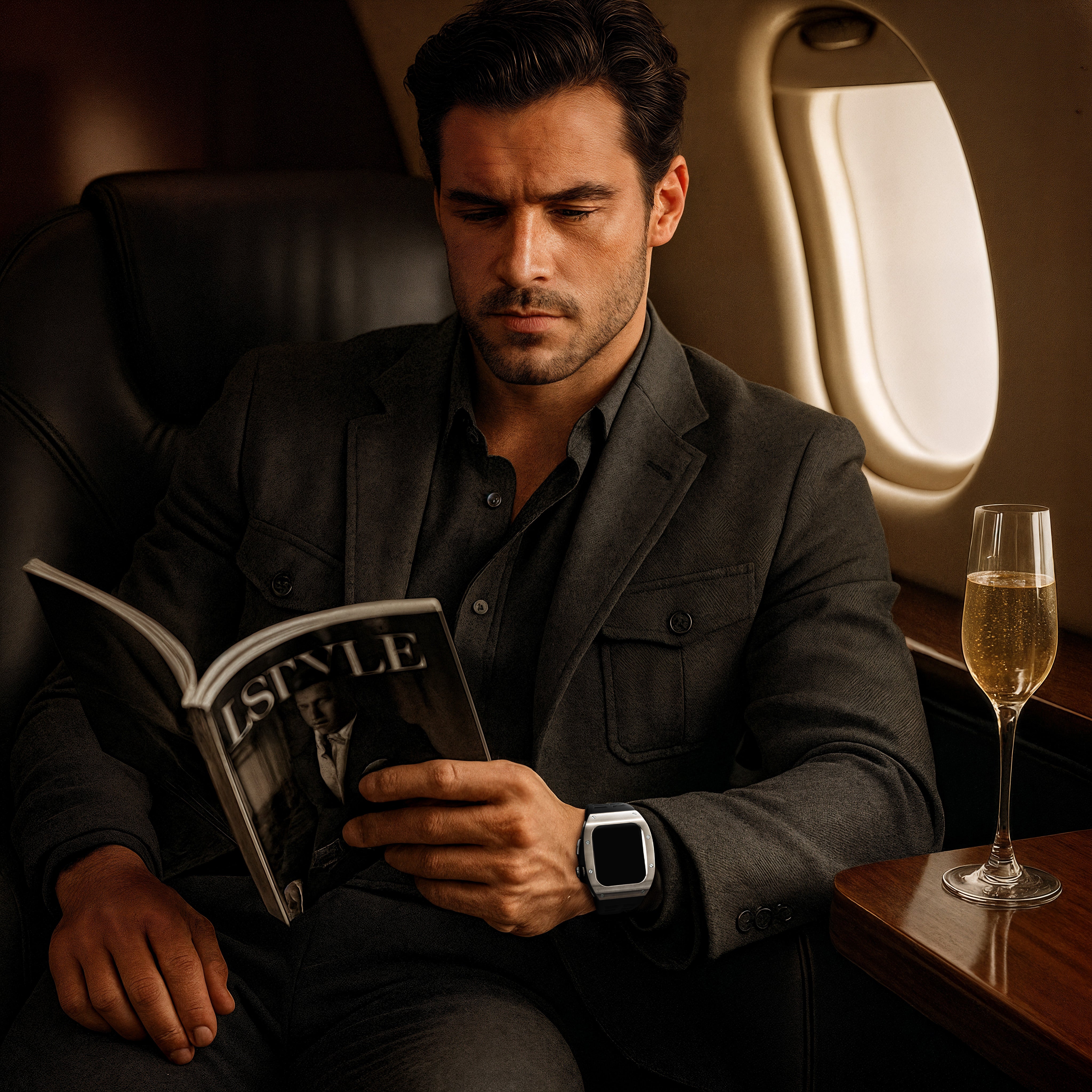 Reqior Apple Watch 45mm Polymer and Metal Case with Rubber Strap (Silver)