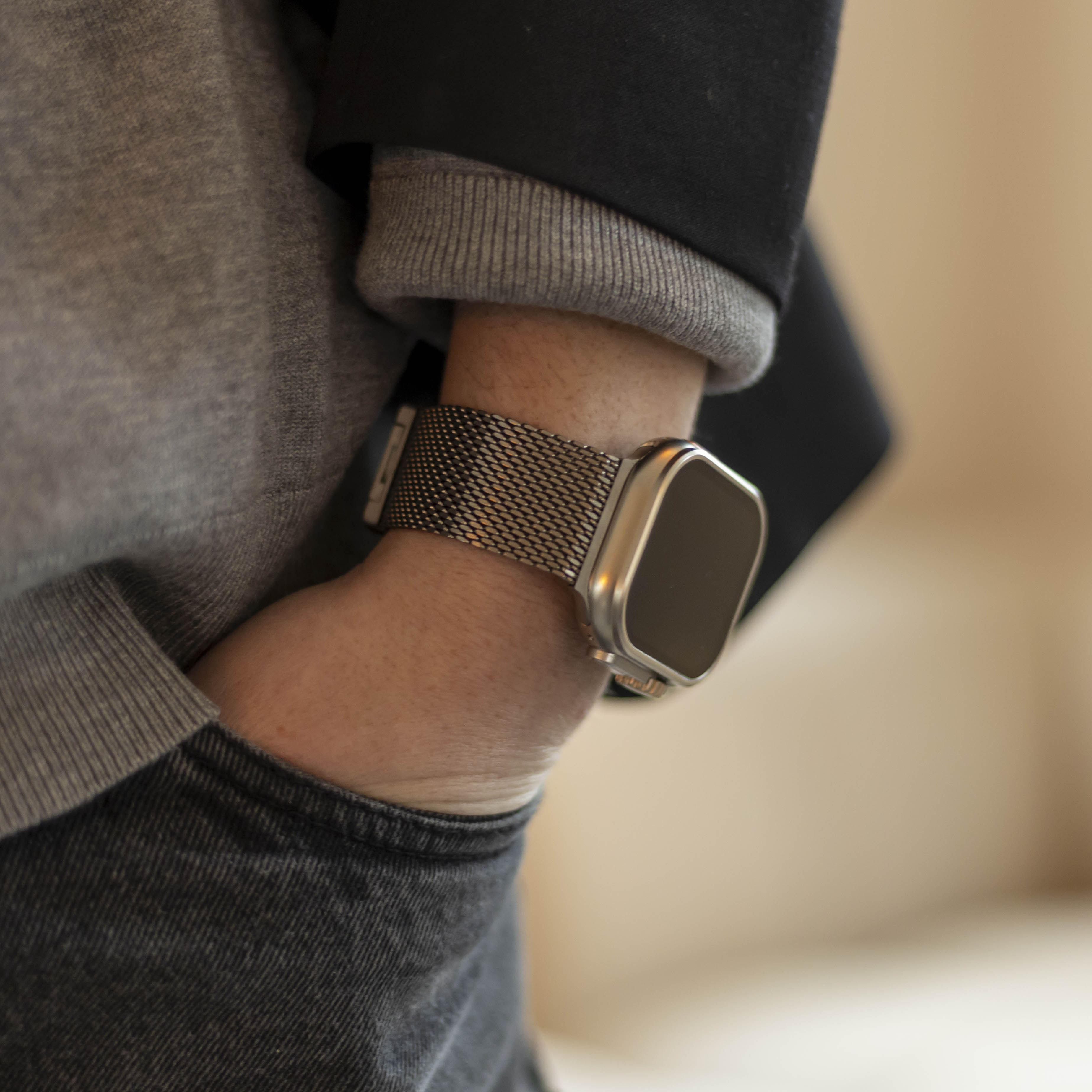 Bandz Correa Milanesa Loop con P-buckle Apple Watch (plata)