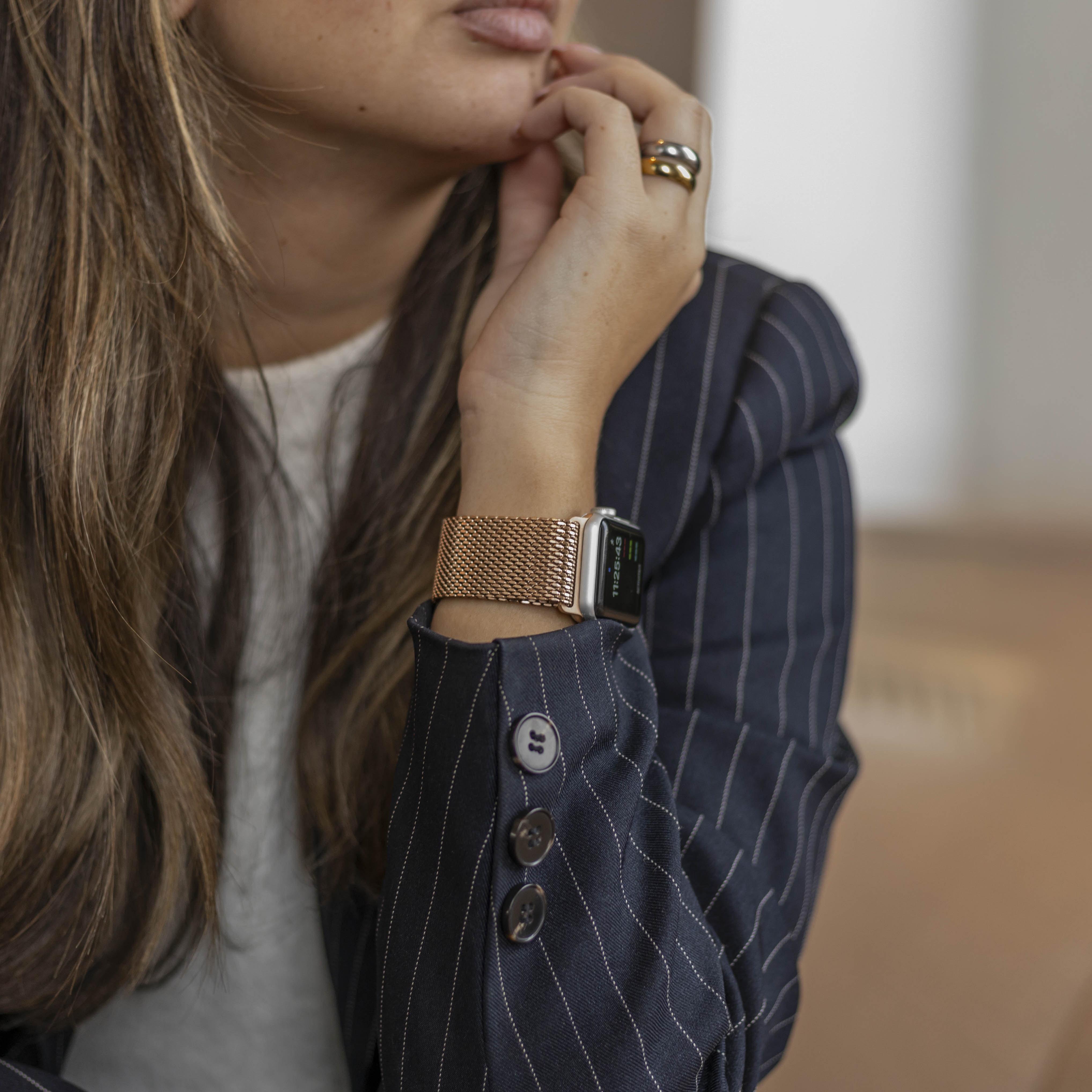Bandz Correa Milanesa Loop con P-buckle Apple Watch (oro rosa)