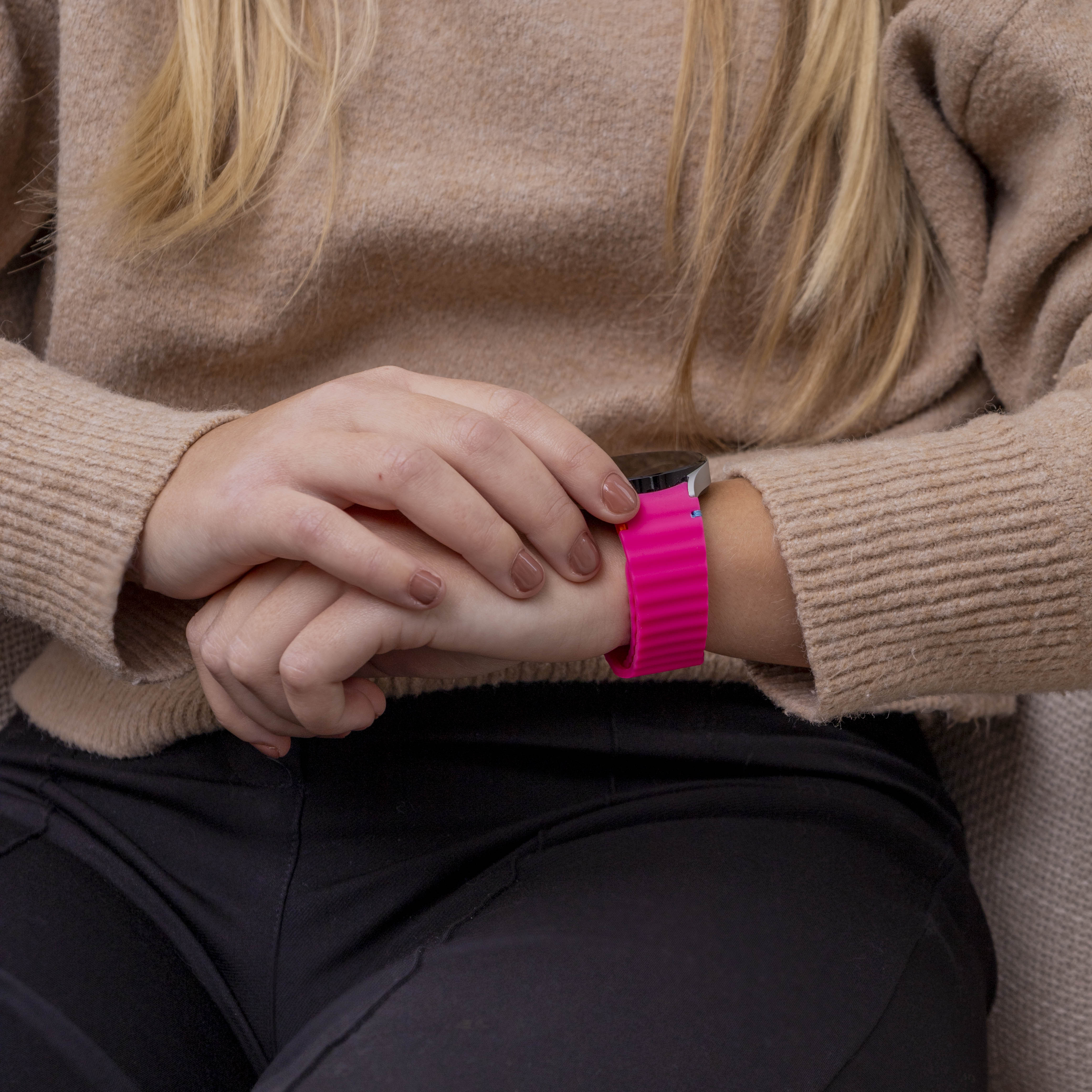 Samsung Galaxy Watch Fe mit wellenförmigem Armband (Hellrosa)