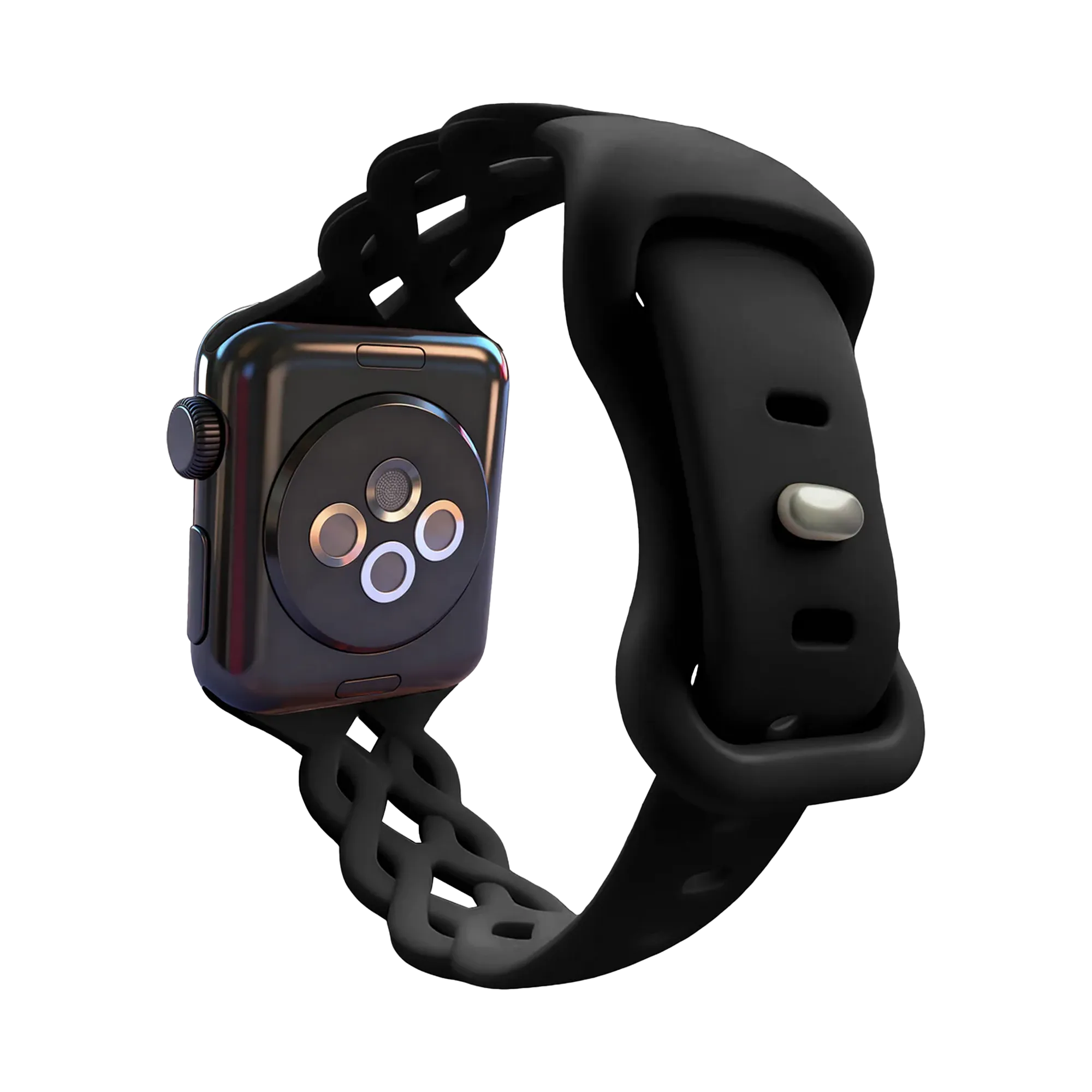 Bandz Apple Watch siliconen band 'Braided' (zwart)