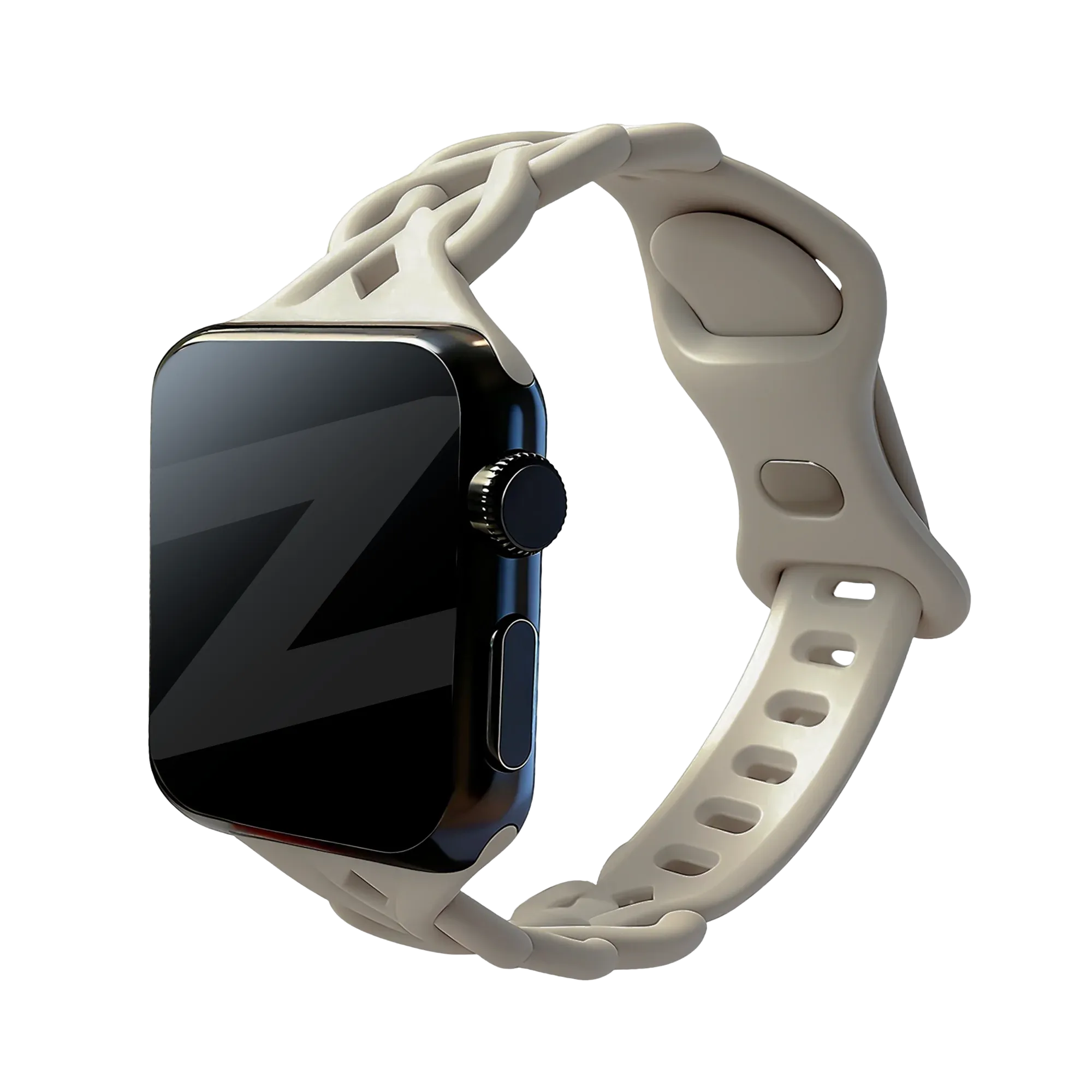 Bandz Apple Watch siliconen band 'Braided' (lichtbeige)