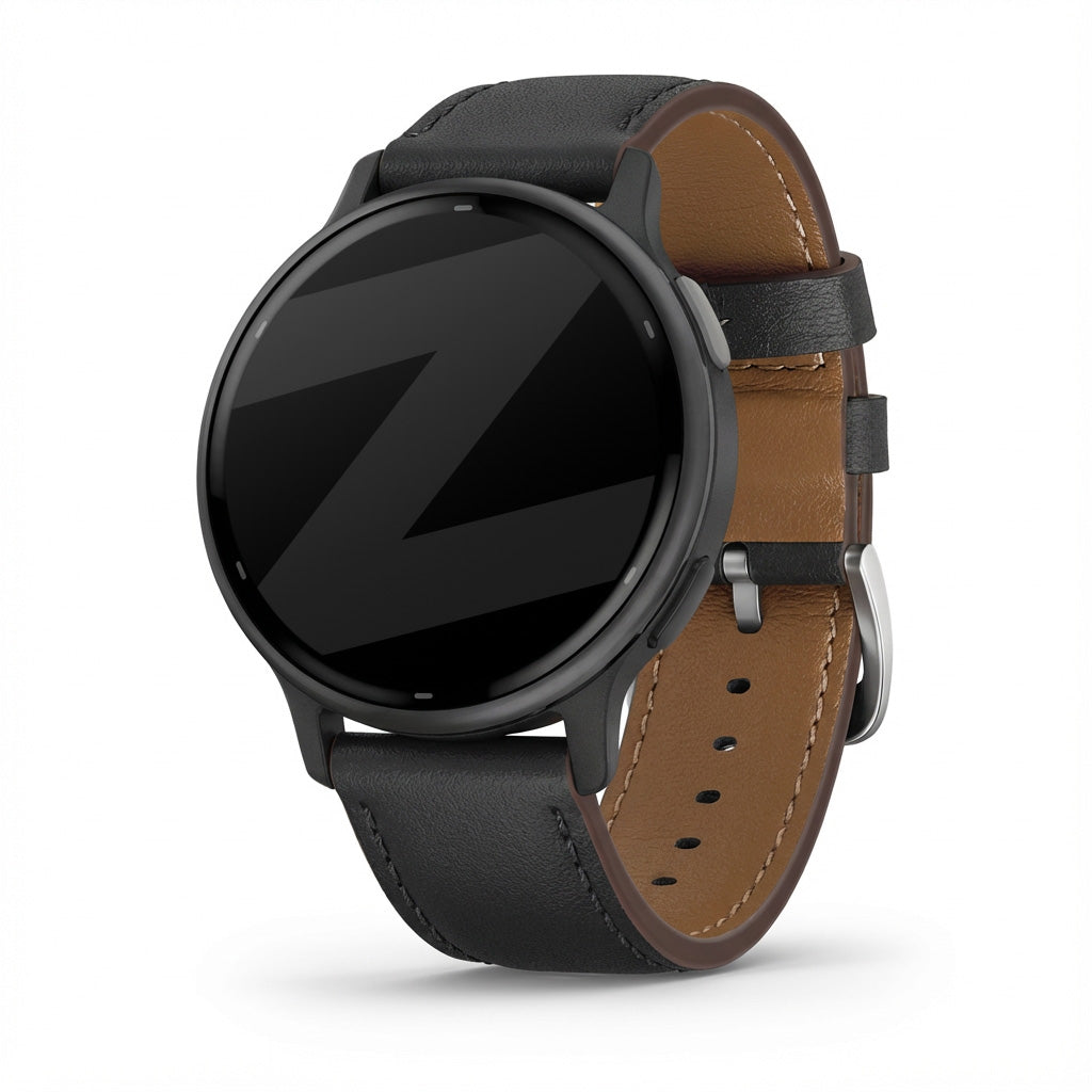 Bandz Bracelet cuir 'Deluxe' Garmin Vivoactive 5 (noir)