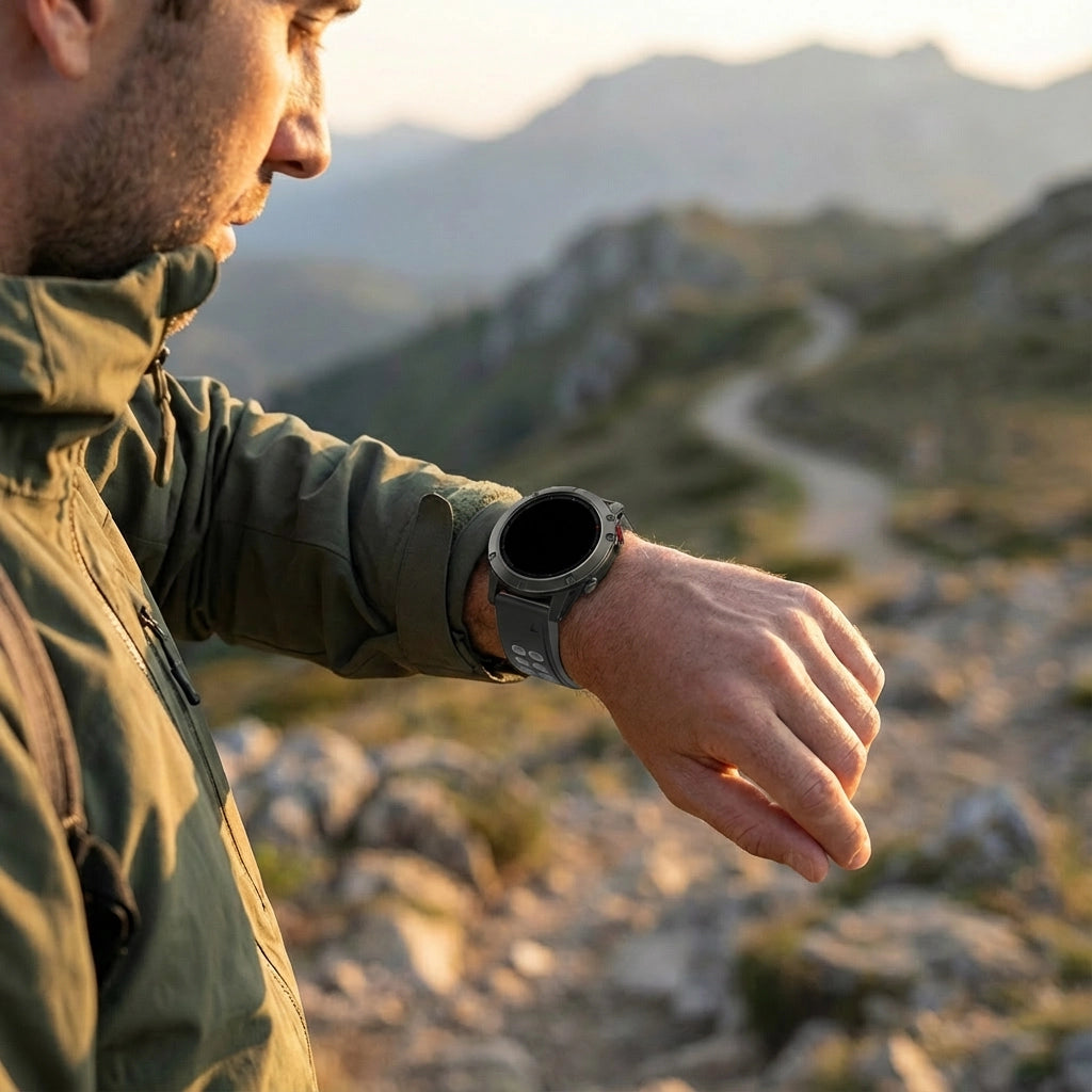 Bandz Garmin Fenix E Buckled Sport Strap (Black/Grey)