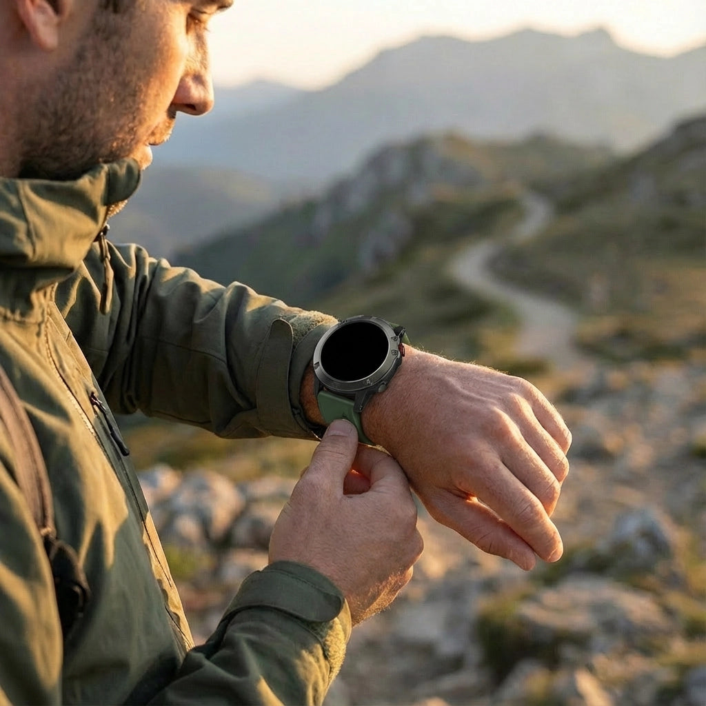 Bandz Garmin Fenix E Buckled Sport Strap (Green/Black)