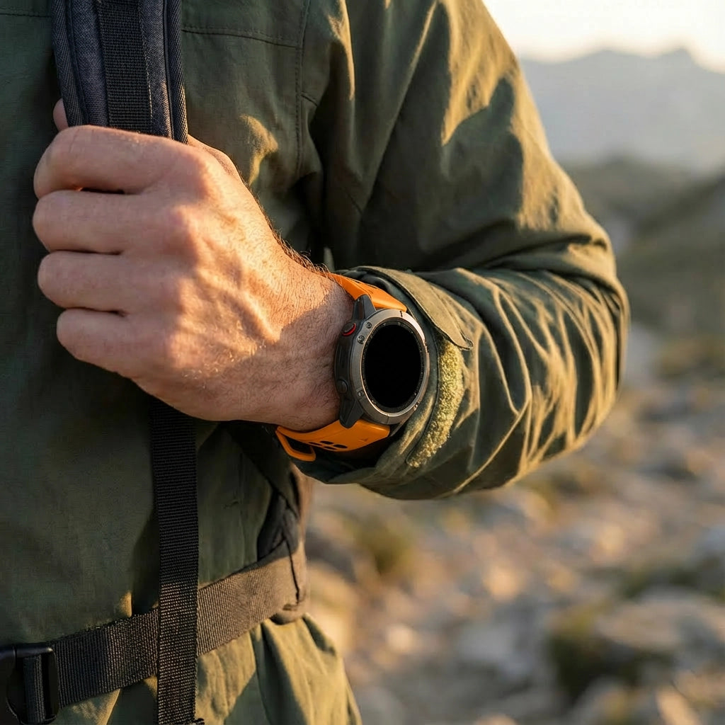 Bandz Garmin Fenix E Buckled Sport Strap (Orange/Black)