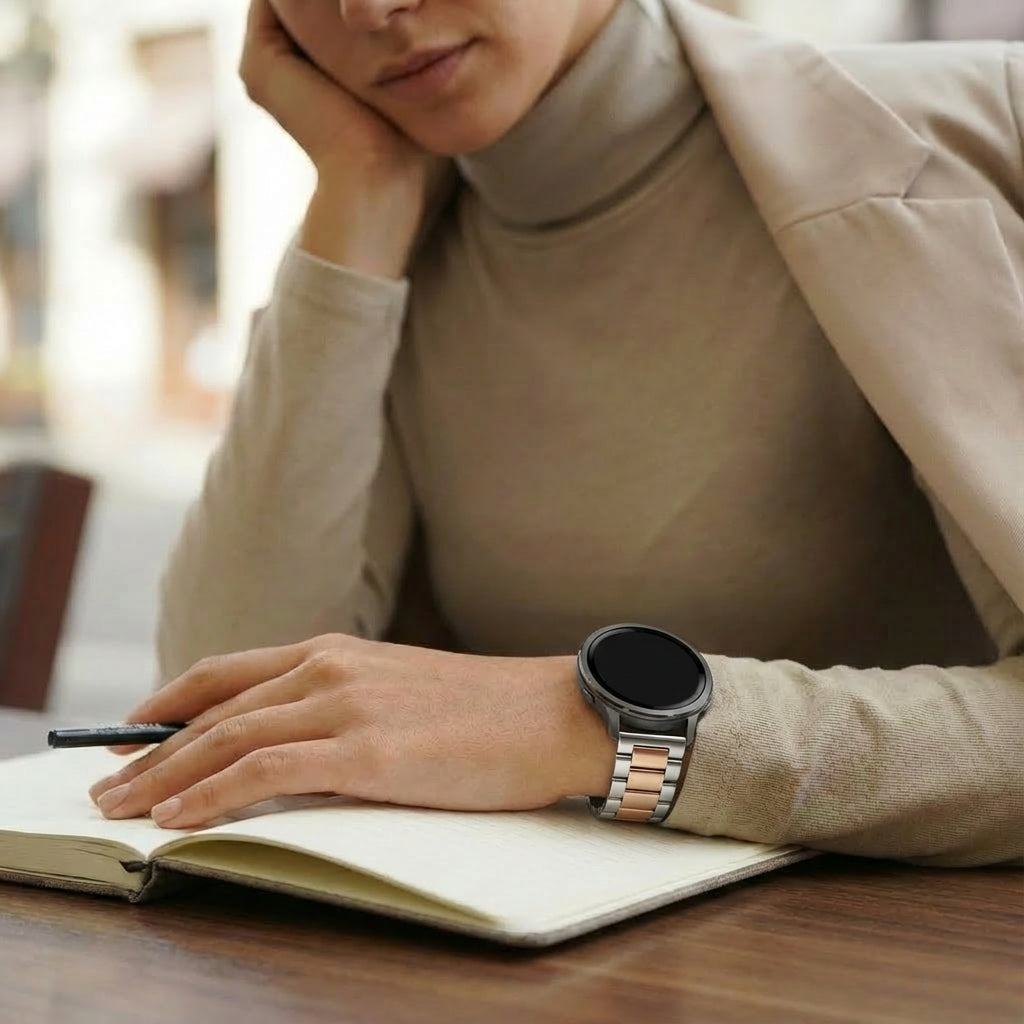 Bandz Garmin Forerunner 265s Steel Strap 'Classic' (Silver/Rose Gold)