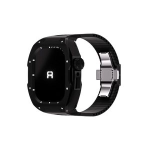 Reqior Apple Watch 45mm case met rubberen band (Zwart)