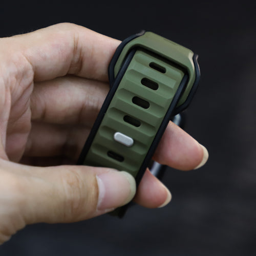 Bracelet silicone outdoor pour Apple Watch (vert armée/noir)