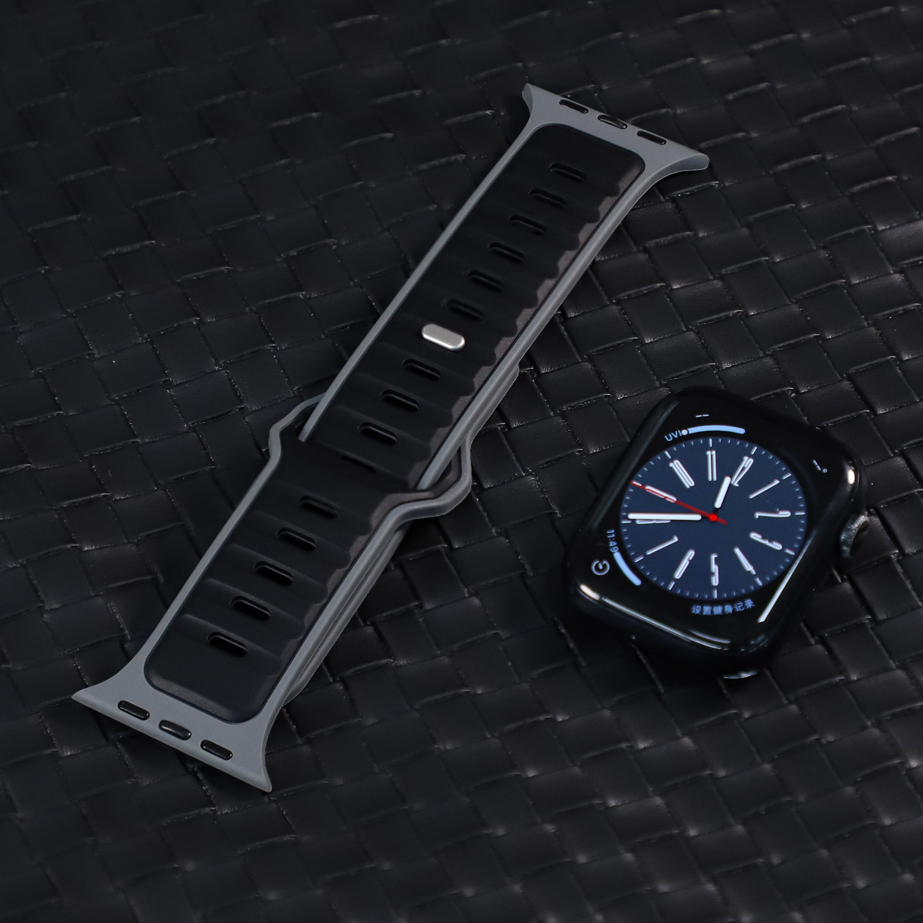 Correa de silicona premium outdoor Apple Watch (negra/gris)