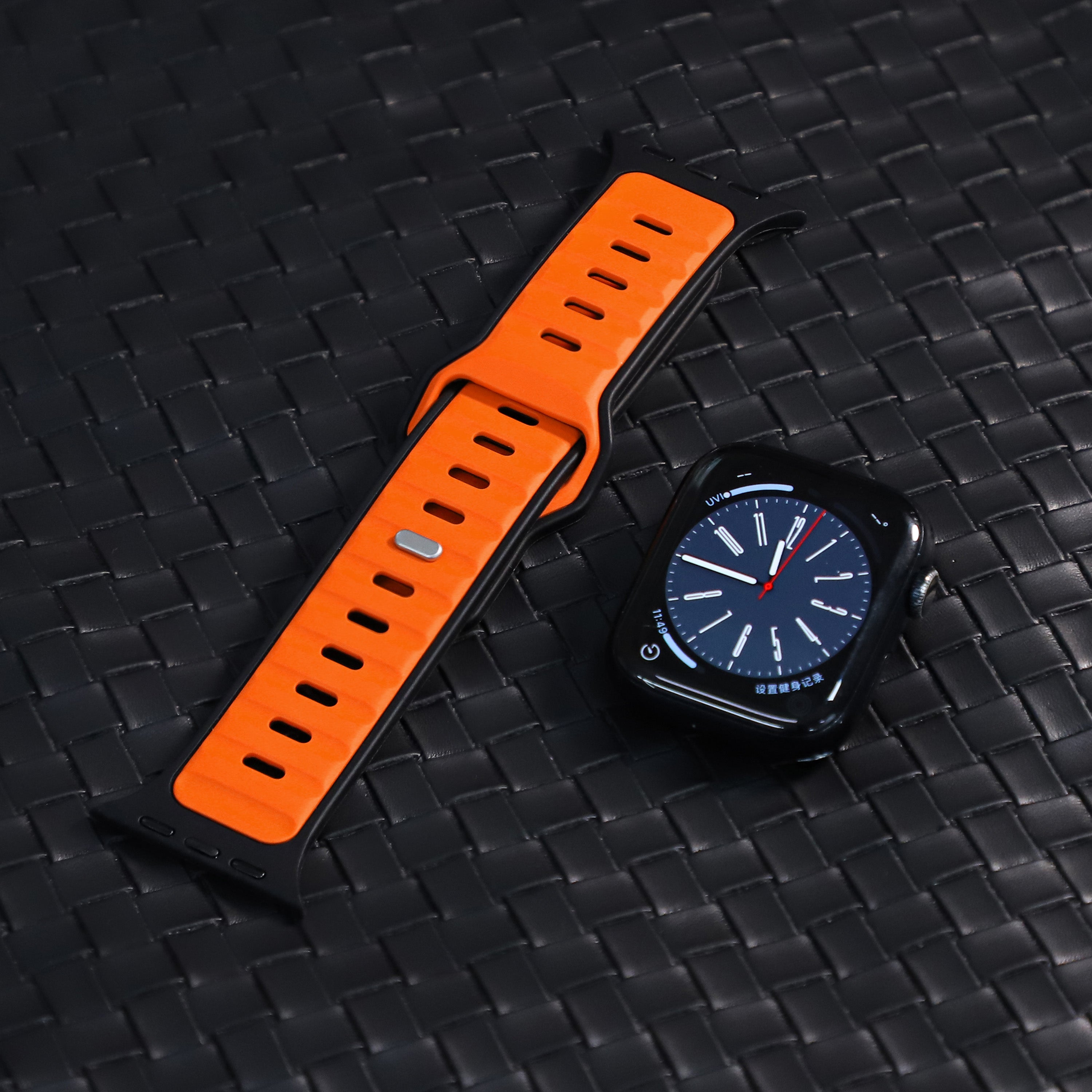 Correa de silicona premium outdoor Apple Watch (naranja/negra)