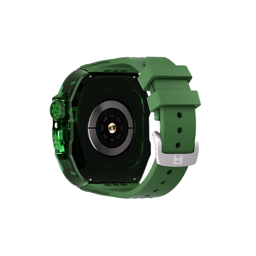 Reqior Apple Watch 45mm polymer case met rubberen band (groen)