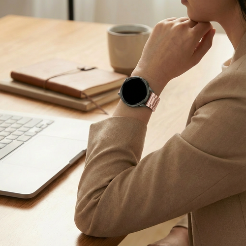 Bandz Garmin Venu SQ stalen band 'Classic' (roze)