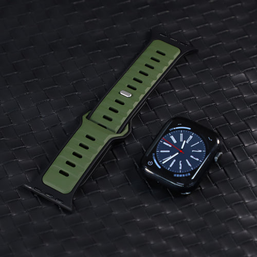 Bracelet silicone outdoor pour Apple Watch (vert armée/noir)
