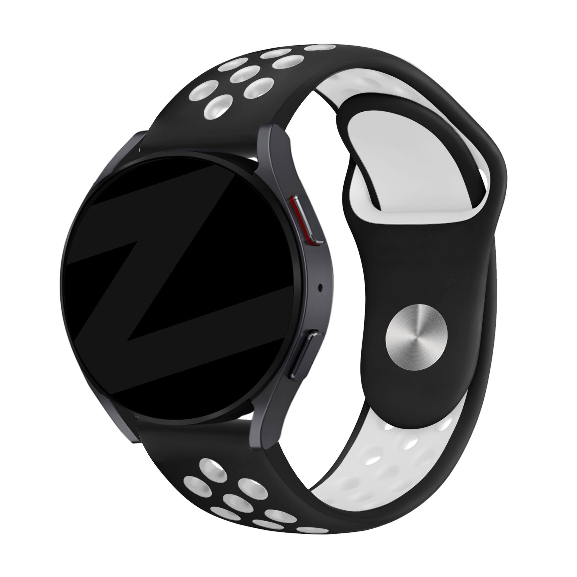Bandz Amazfit Active 3 Premium Sport Strap 'Deluxe' (Black/White)
