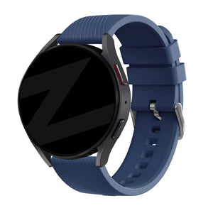 Silicone Strap 'Deluxe', dark blue, on a watch, 3/4 front view