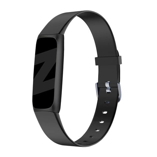 Silicone Strap 'Classic', black, on a watch, 3/4 front view