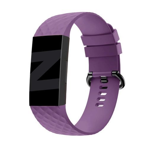 Silicone Strap 'Classic', purple, on a watch, 3/4 front view