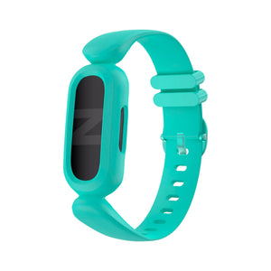 Silicone Strap, aqua, on a watch, 3/4 front view