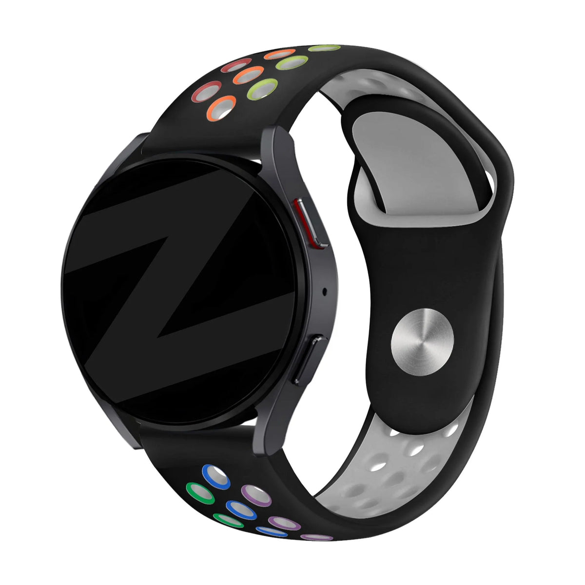 Silicone Sport Strap 'Deluxe', on a watch, 3/4 front view