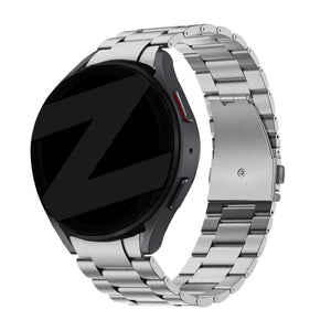 Titanium Strap 'Classic', silver, on a watch, 3/4 front view