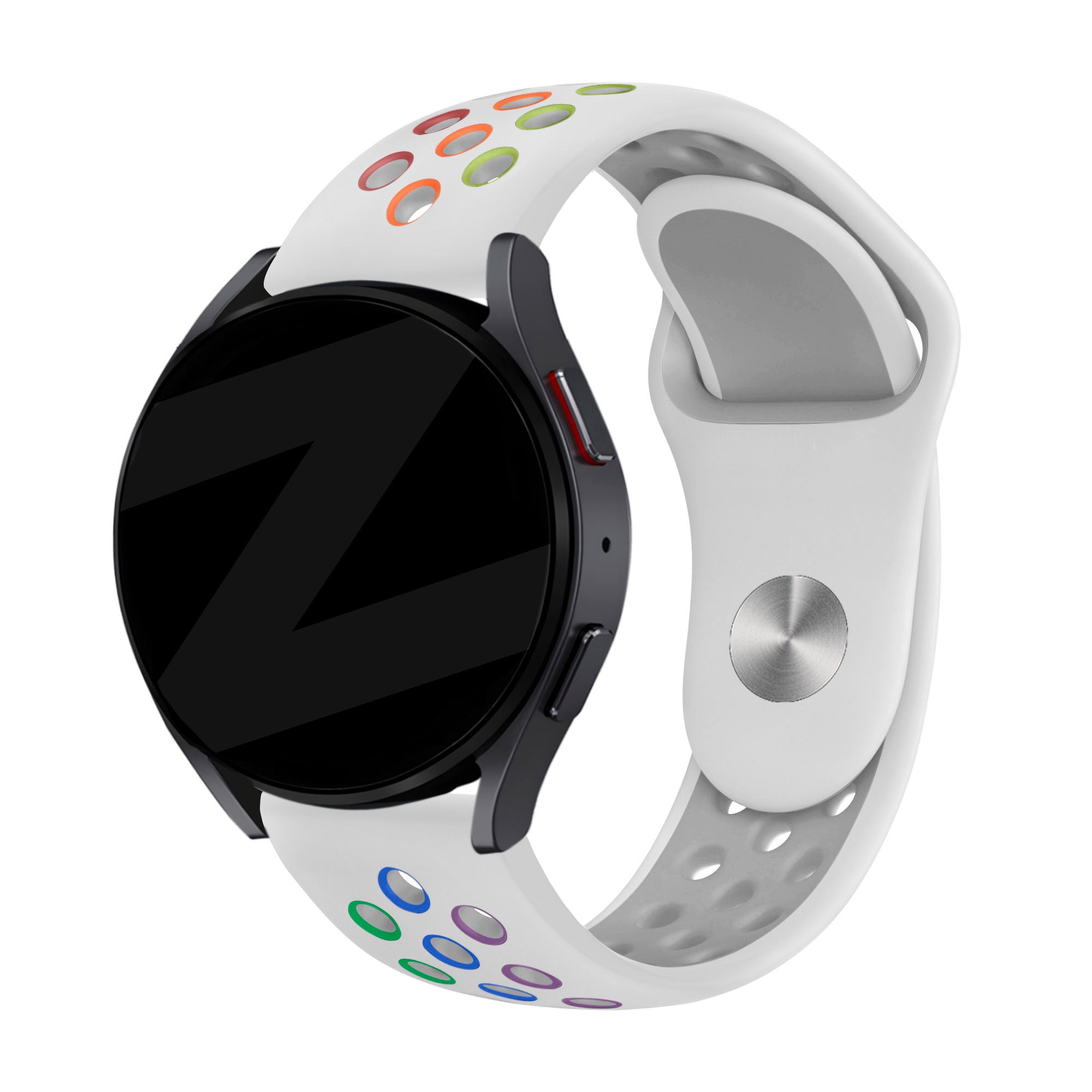 Silicone Sport Strap 'Deluxe', on a watch, 3/4 front view