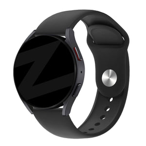 Silicone Sport Strap 'Deluxe', black, on a watch, 3/4 front view