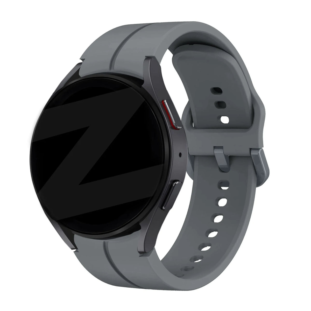 Silicone Strap 'Extreme', dark grey, on a watch, 3/4 front view