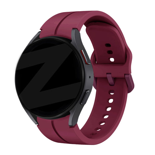 Silicone Strap 'Extreme', wine red, on a watch, 3/4 front view