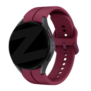 Silicone Strap 'Extreme', wine red, on a watch, 3/4 front view