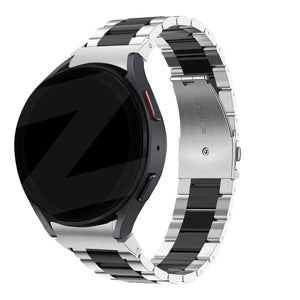 Steel Strap 'Classic', silver/black, on a watch, 3/4 front view