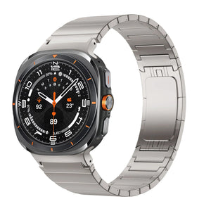 Titanium Strap 'One Bead', titanium grey, on a watch, 3/4 front view