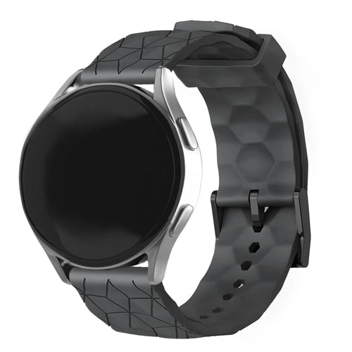 Silicone Strap Hexagons, black, on a watch, 3/4 front view
