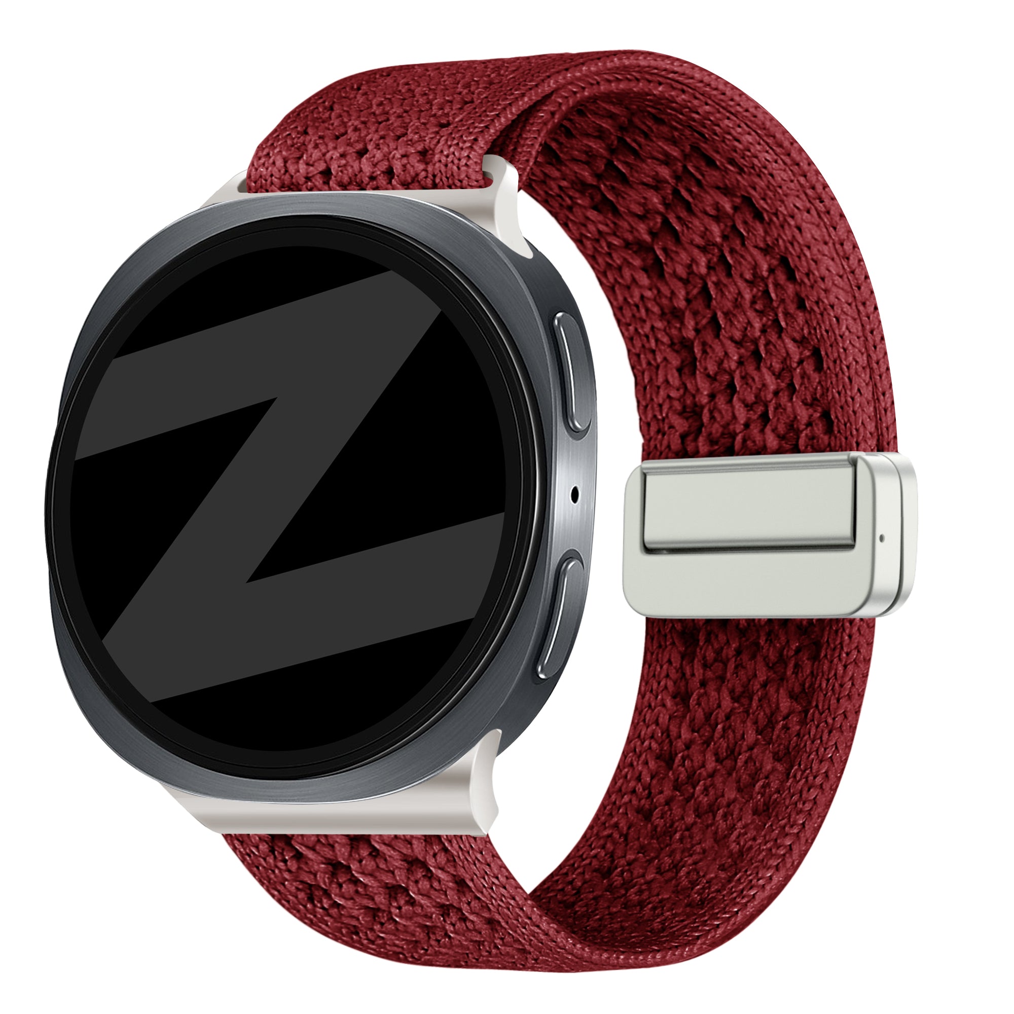 Bandz Samsung Galaxy Watch 8 - 44mm Vintage Nylon Armband (Weinrot)